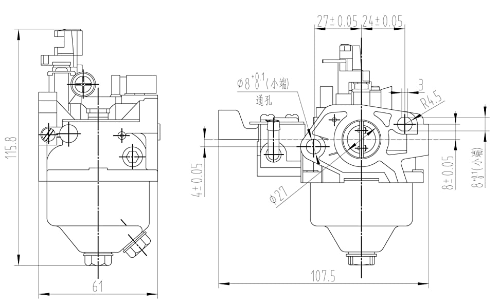 P27-1 carburetor drawing